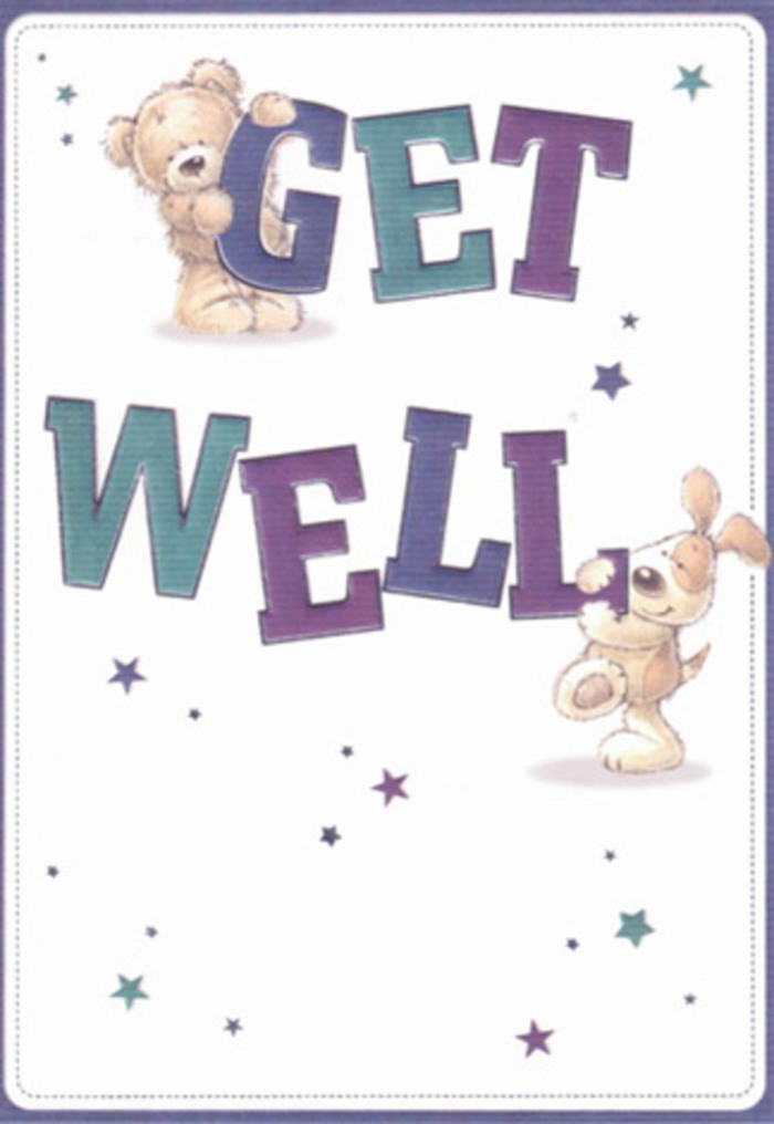 A gentle spirit infuses this St Mary Cray get well card, as if inspired by the welcoming parks and intimate lanes of the area. The artwork features two joyful friends-a sweet teddy bear with a downy, textured coat and a playful puppy with floppy teal-tinged ears-nestled amongst bold, uplifting letters spelling out the words 'Get Well.' Painted in a harmonious palette of deep violets and serene aquas, the typography anchors the design and gives it a cheerful gravitas. Playful starbursts in blue, purple, and turquoise swirl around them, hinting at starlight or perhaps the collective wishes of the St Mary Cray community carried on a fresh spring breeze. The tactile illusion of fur and velvet ears suggests comfort and healing, almost as if the characters are reaching out for a gentle embrace. This tender composition mirrors the thoughtful process behind creating local floral arrangements, each detail chosen to nurture and encourage. Whether sent from nearby Ramsden or High Street, the card's light, airy feeling works in harmony with its joyful innocence-perfect for brightening someone's day and reminding them of both the simple pleasures and community support that flourish here in St Mary Cray. It's a visual and emotional bouquet in itself, alive with the hope and sincerity that mark the very best get well gestures.