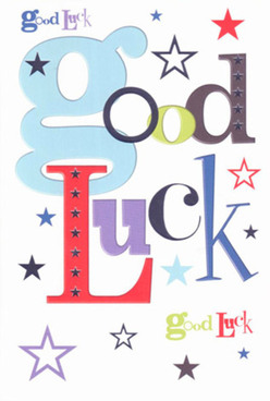 With a burst of color and playful typography, this good luck card reflects the heartfelt best wishes that echo throughout St Mary Cray, from the riverside walks near Poverest Park to the lively shops along the High Street. The shimmering baby blue 'G' introduces the message in bold style, while radiant reds, lush greens, and elegant purples flow across the card, unified by a crisp white background that illuminates every hue. Stars of various shapes and shades-inky midnight, fresh sky blue, soothing lilac-scatter across like tokens of hope glimmering above local rooftops. The flat, satiny finish of the premium cardstock is instantly pleasing to the touch, calling to mind the care that goes into every floral arrangement delivered across Orpington by St Mary Cray's expert florists. Designed to be pressed gently into the recipient's hand, this card carries more than just good luck: it's a community's way of saying 'we're behind you'-for every new challenge at the Riverside School or the excitement of a dance recital at Saxon Day Centre. The lively dash of styles and colors signals not only encouragement but the anticipation and camaraderie that make St Mary Cray a wonderful place to start any new adventure.